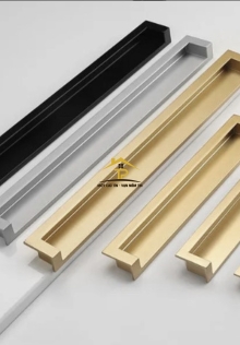 Tay nắm tủ âm nhôm đen vàng 1652